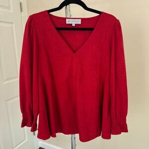 Tuckernuck Red V-Neck Blouse